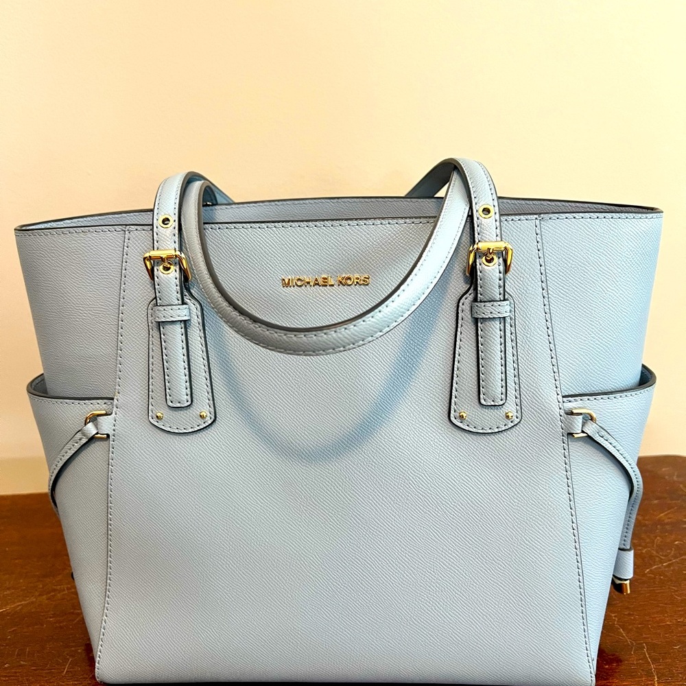 Pale blue Michael Kors Voyager Small Tote Bag